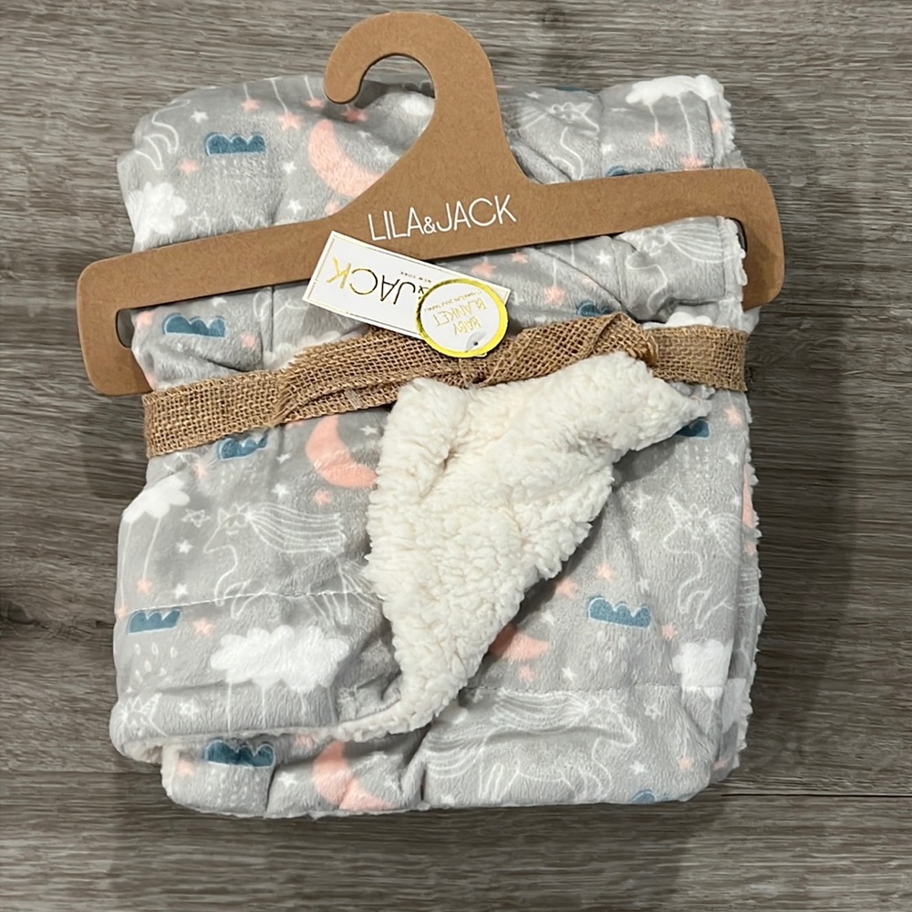 Lila & Jack Gray Unicorn Cloud Baby Blanket Soft Sherpa New